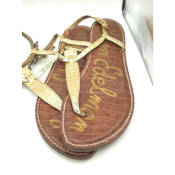 Sam Edelman Women's Leather Thong Sandals Set Of 3 - Black Brown & Gold - Picture 9 of 16